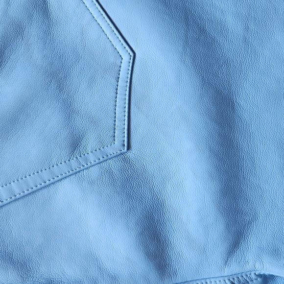Frame Recycled Leather Le High 'N' Tight Straight Pants Light Blue 34 - Picture 6 of 7